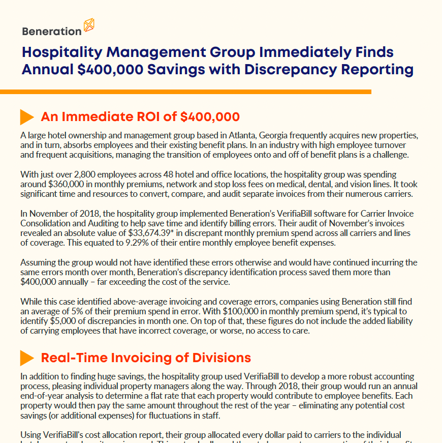 Beneration Case Study - Hospitality Management Group